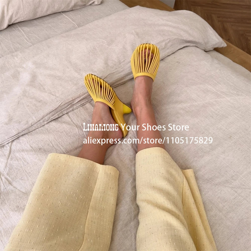 Metallic Leather Cage Mules Novelty Strange Wedge Heel Slippers Designer Style Slip on Summer Shoes Custom Multicolor Slippers