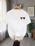 Unisex Double Heart Eyes Graphic T Shirt Harajuku Streetwear Casual Summer Short Sleeve Tee Tops Red Blue Twin Hearts Fashion