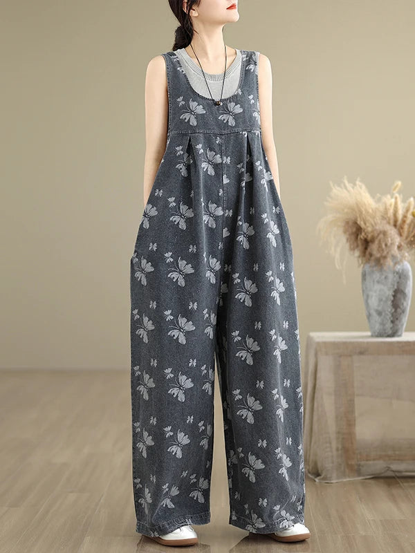 Faionable plus Size Women's Denim Overalls Loose Lantern Pants Trendy High Waist Wide Leg Casual Summer New Arrival