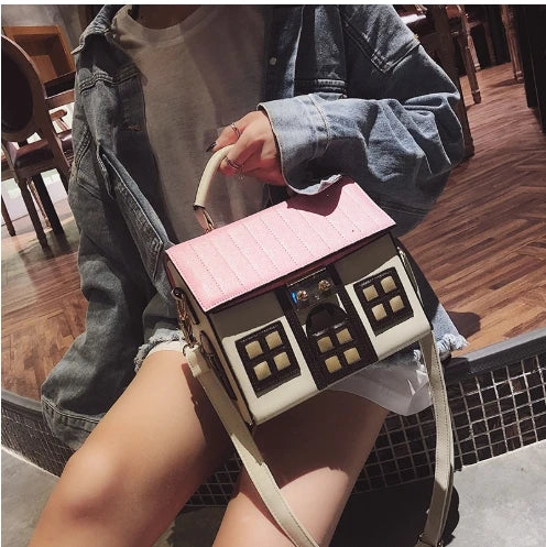 2025 summer new girl Lolita soft heart girl shoulder small square bag cartoon cute house bag PU leather messenger women's bags