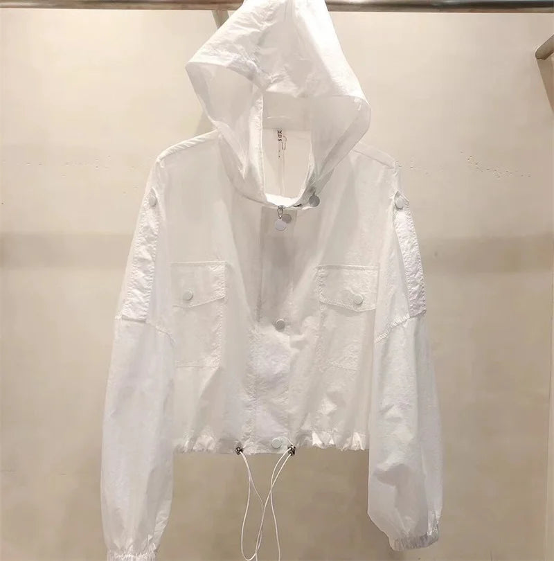 Sunscreen clothing for women's outerwear trend in 2025 New UV resistant summer thin hooded and sun proof windbreaker jacket 4XL