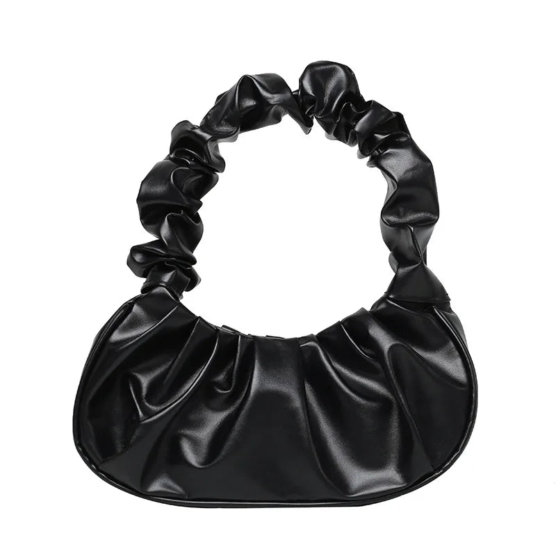 New Summer Pleated Clouds Ladies Handbag PU Leather Casual Shoulder Bag Suitable for Travel and Daily Use (Dumpling Design)