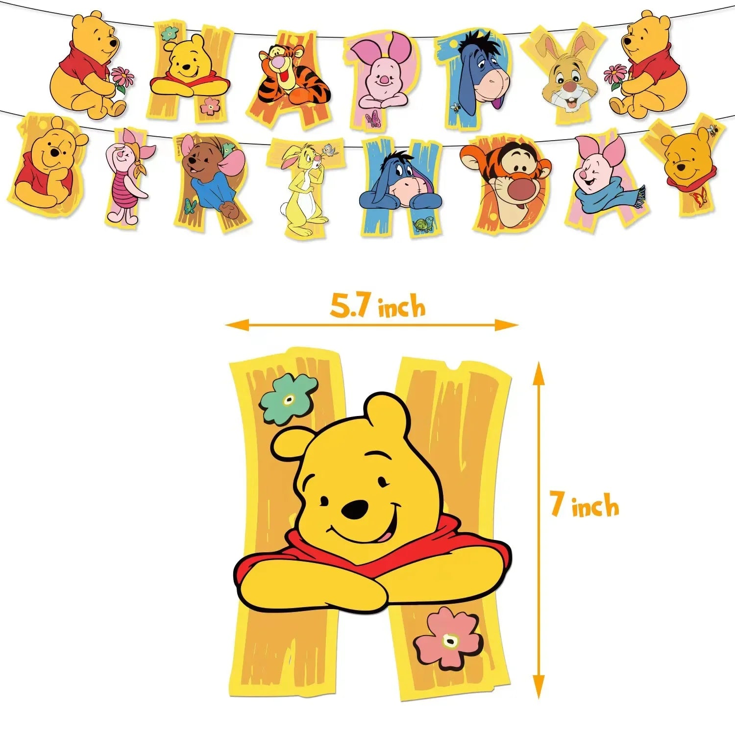 Winnie The Pooh Cartoon Birthday Party Balloon Decoration Children's Tableware Set Backpack Background Flag Stickers Balloon Set