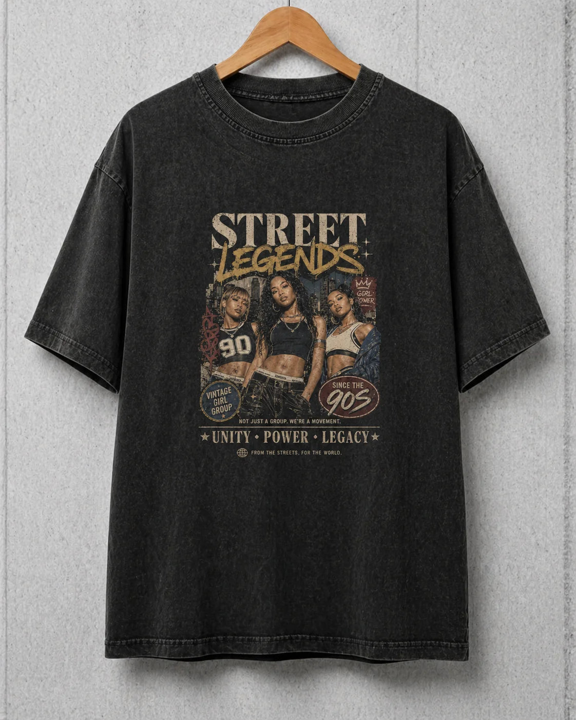 Washed TLC Graphic T-shirt, 90s Music Retro Style, Pure Cotton Vintage Washed Loose Fit Casual Couple T-shirt