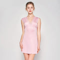 Summer Pajamas Thin Mulberry Silk Knitted V-neck Nightgown Women's Lace Sexy Sleeveless Silk Bottom Skirt Home Clothes