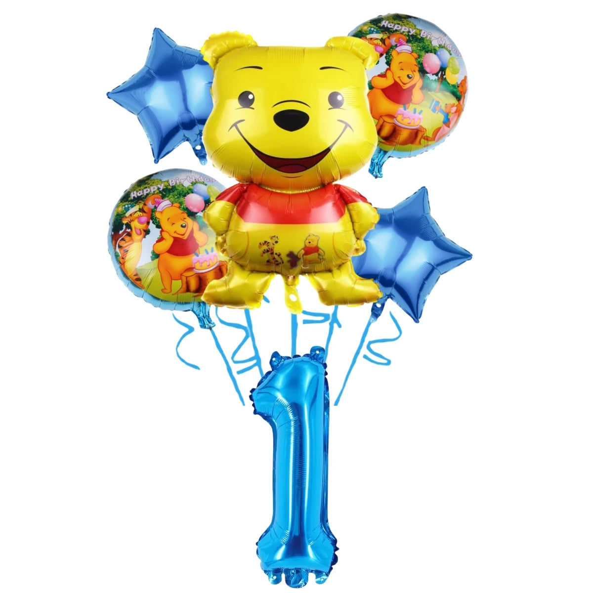 Winnie The Pooh Cartoon Birthday Party Balloon Decoration Children's Tableware Set Backpack Background Flag Stickers Balloon Set