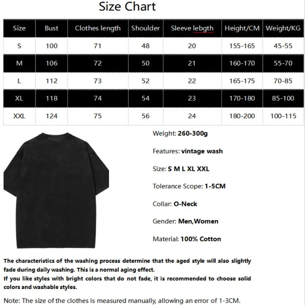 Itadori Yuji Printed Tee Anime Jujutsu Kaisen Clothing Men Women Retro Washed T-shirts Loose Cotton Tshirt Harajuku Male T Shirt