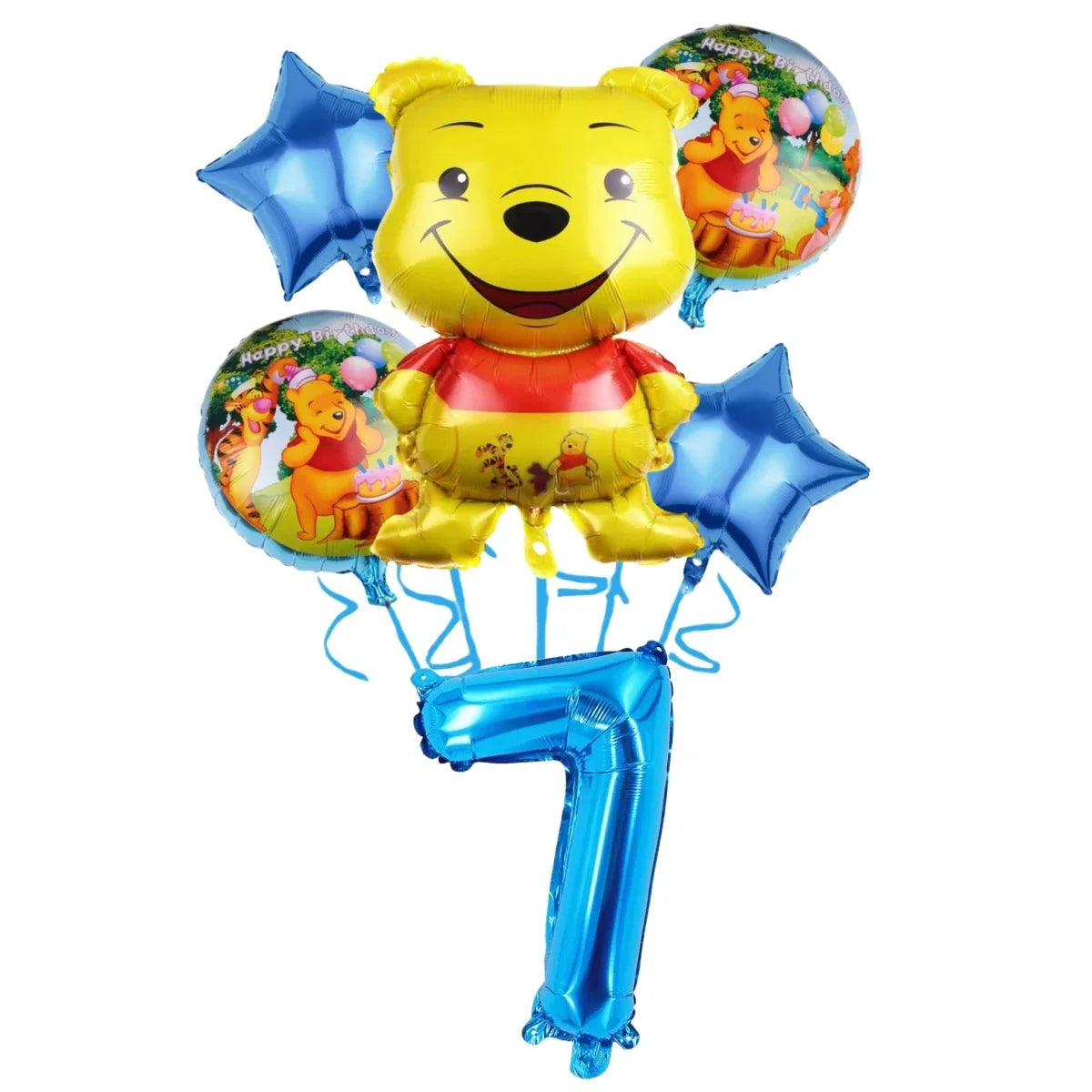 Winnie The Pooh Cartoon Birthday Party Balloon Decoration Children's Tableware Set Backpack Background Flag Stickers Balloon Set
