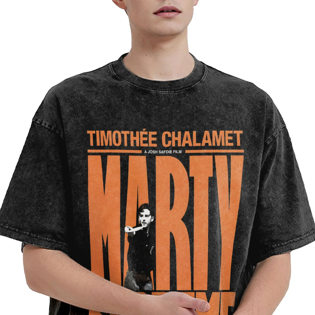 Washed T Shirt Marty Supreme Timothee Chalamet Hip Hop Casual T-Shirt Street Streetwear Short Sleeve Graphic Tops Tees Men Women