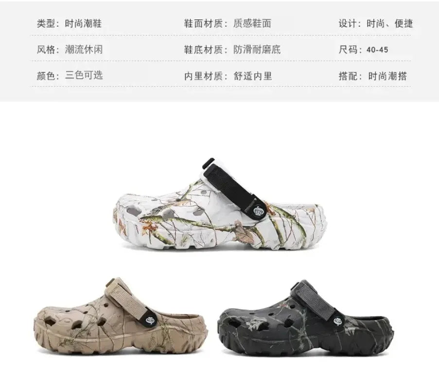 Summer Men's and Women's Wooden Clog Sandals, Classic Couple Courtyard Shoes, Men's Fashion Casual Sandals, Casual Slippers