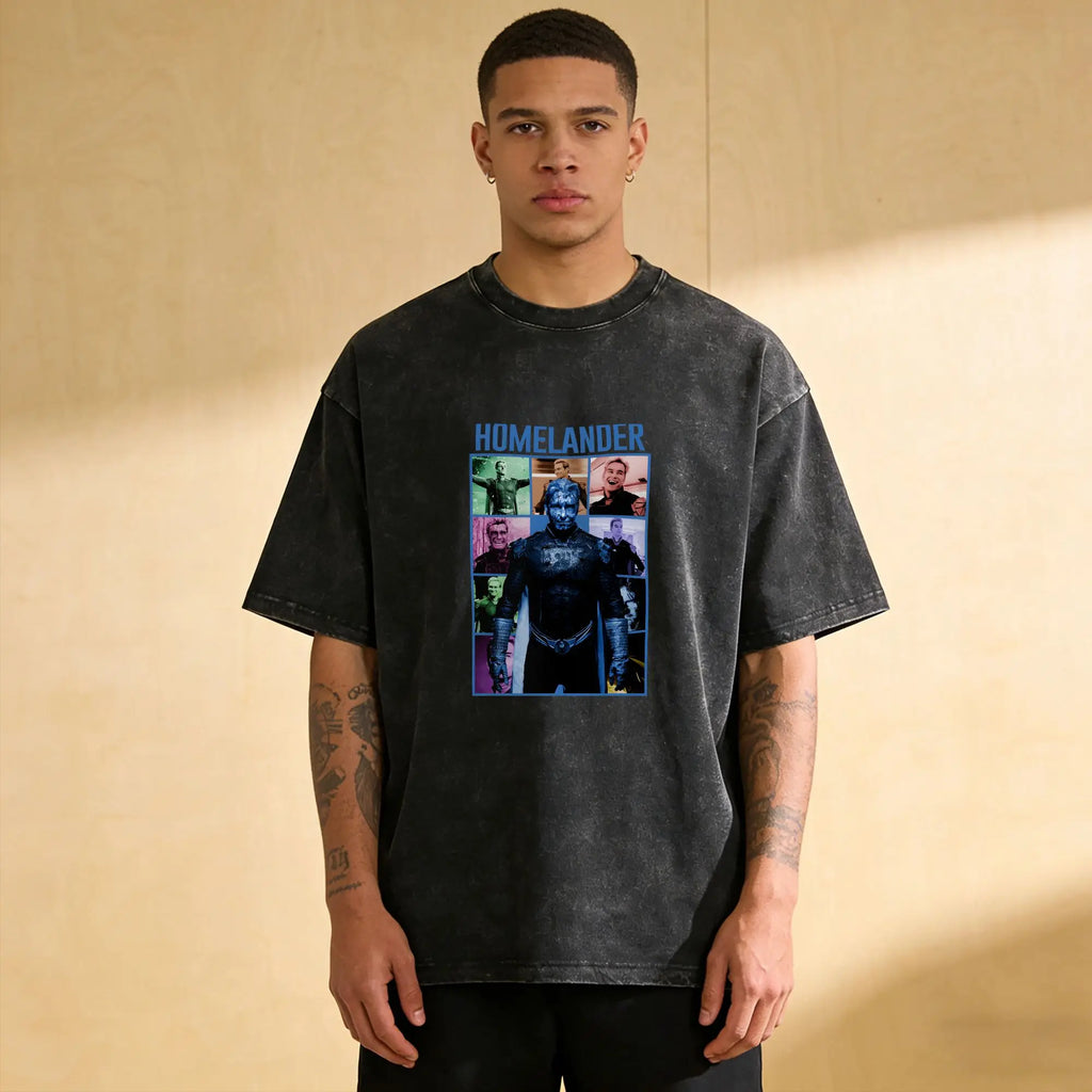 Homelander T Shirts Men 100% Cotton Novelty T-Shirt Round Collar The Boys TV Tee Shirt Short Sleeve Tops Original