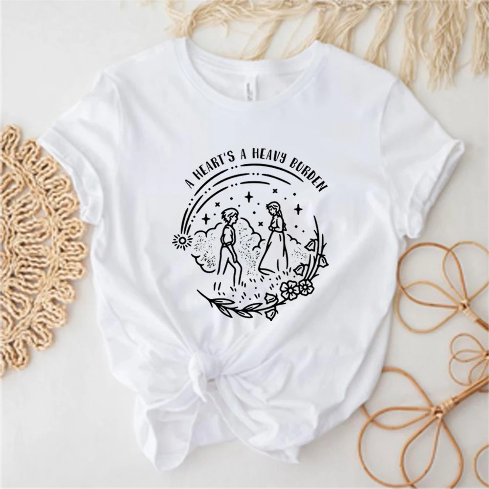 A Heart's A Heavy Burden T-shirt Aesthetic Sophie Hatter Quote  Miyazaki Shirts Retro Trendy Funny Anime Tee Howls Castle Tops
