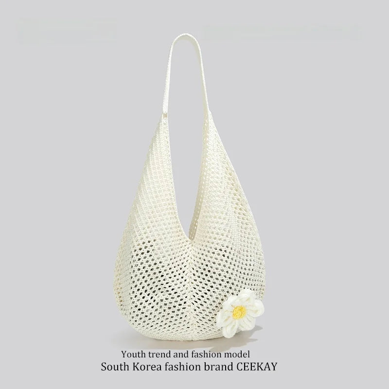 Ceekay Large Capaci Woven Tote Bag Underarm Single oulder Beach Casual Summer Vaion Women's Bag Soft Dumpling ape