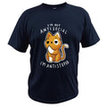 I'm Not Antisocial I'm Antistupid T Shirt Cool Cats Character T-Shirt Short Sleeve O-neck 100% Cotton Camisetas