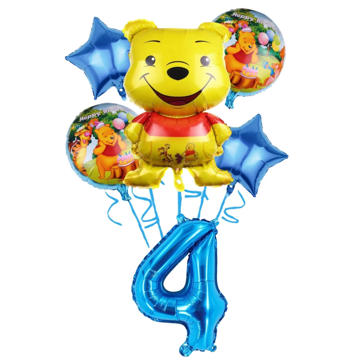 Winnie The Pooh Cartoon Birthday Party Balloon Decoration Children's Tableware Set Backpack Background Flag Stickers Balloon Set