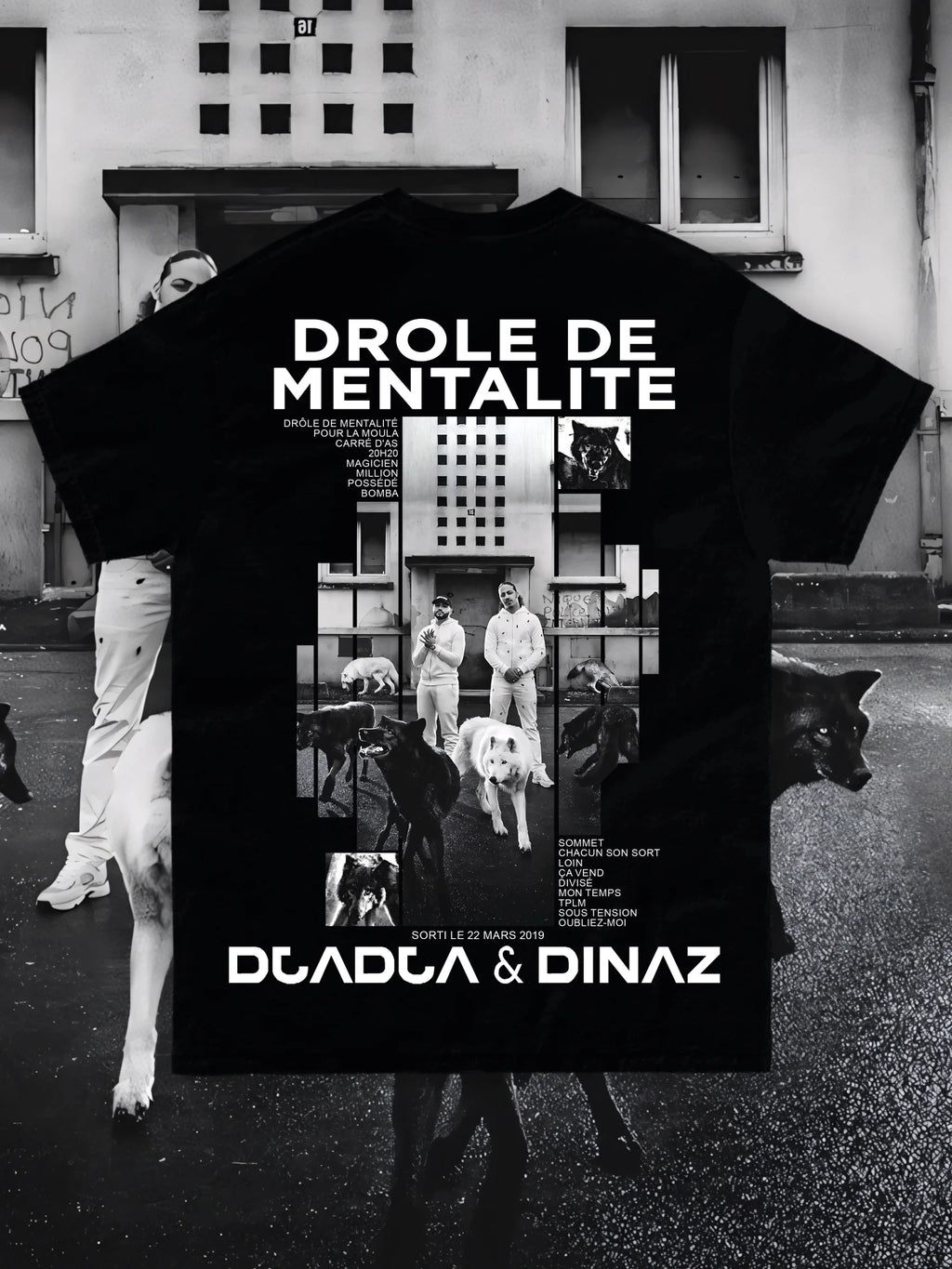 Rapper Djadja & Dinaz Album Graphic T Shirts Men's Vintage Gothic DROLE DE MENTALITE Shirt Hip Hop Short Sleeve Cotton Tshirt