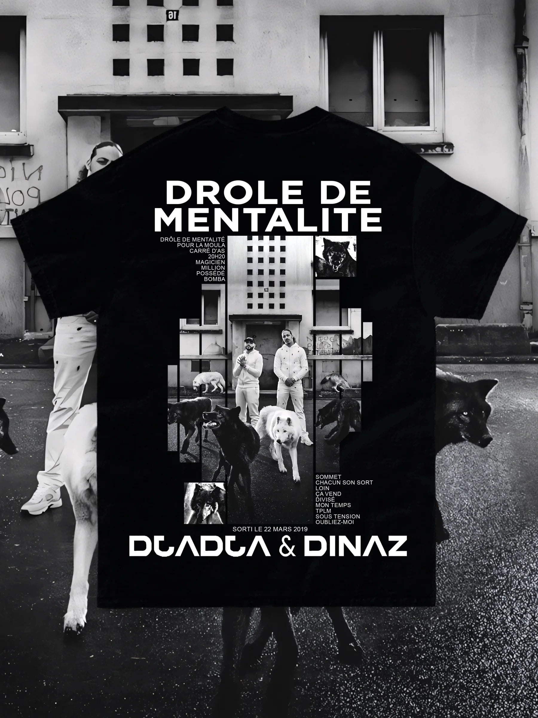 Rapper Djadja & Dinaz Album Graphic T Shirts Men's Vintage Gothic DROLE DE MENTALITE Shirt Hip Hop Short Sleeve Cotton Tshirt