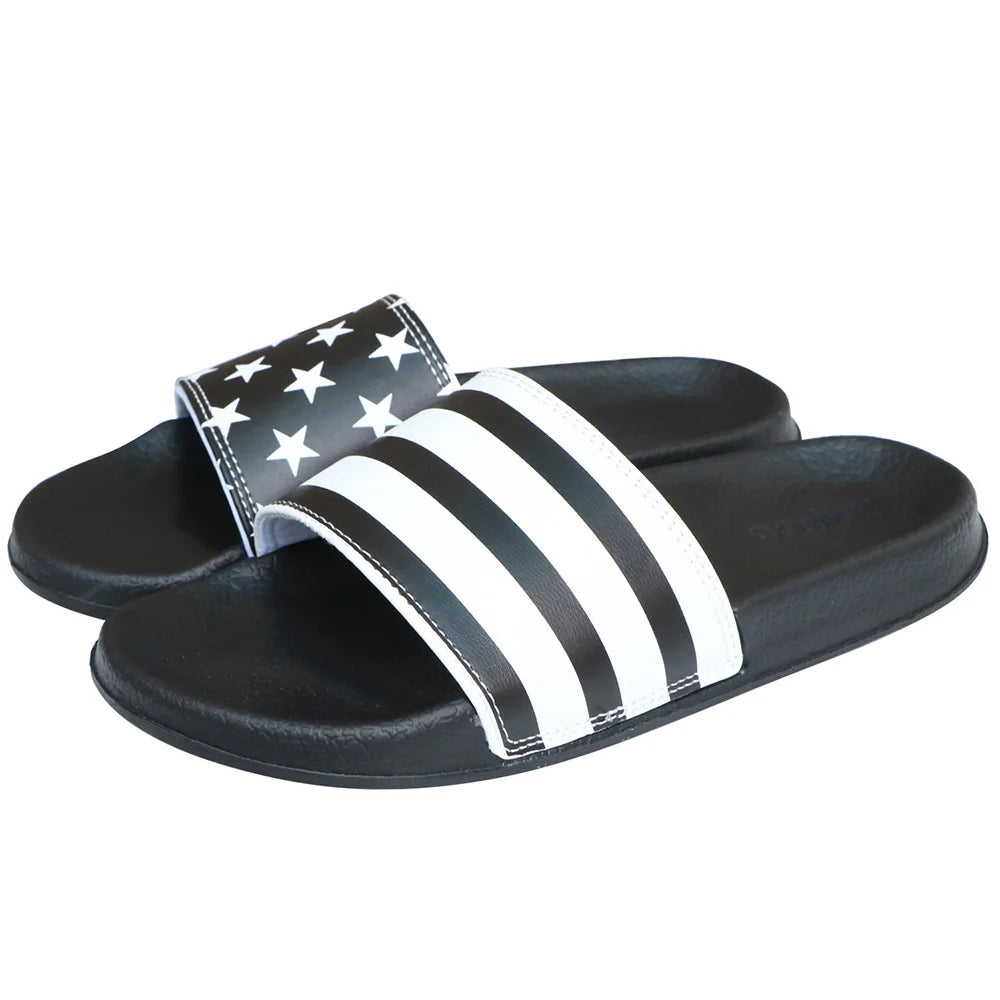 Mens Slides Flat Flip Flop Non-Slip Designer Striped Sandals Home Slippers Male Fashion Slides Casual House Pool Footwear