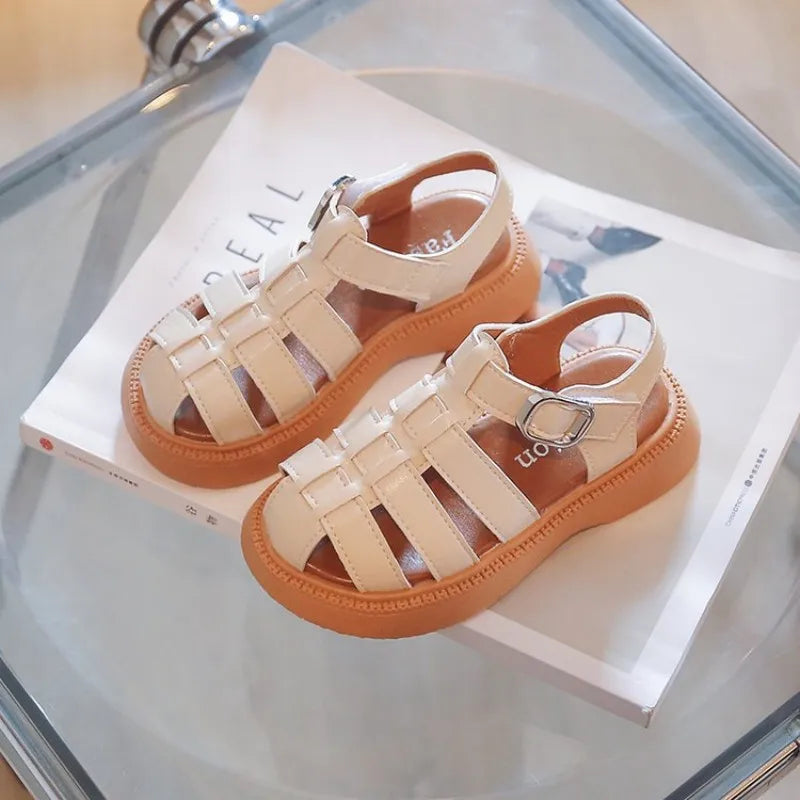 Summer Girls' Fashion Sandals in 2026 - Classic Black and White Colors, Simple New Roman Shoes, Party Shoes, Casual Shoes