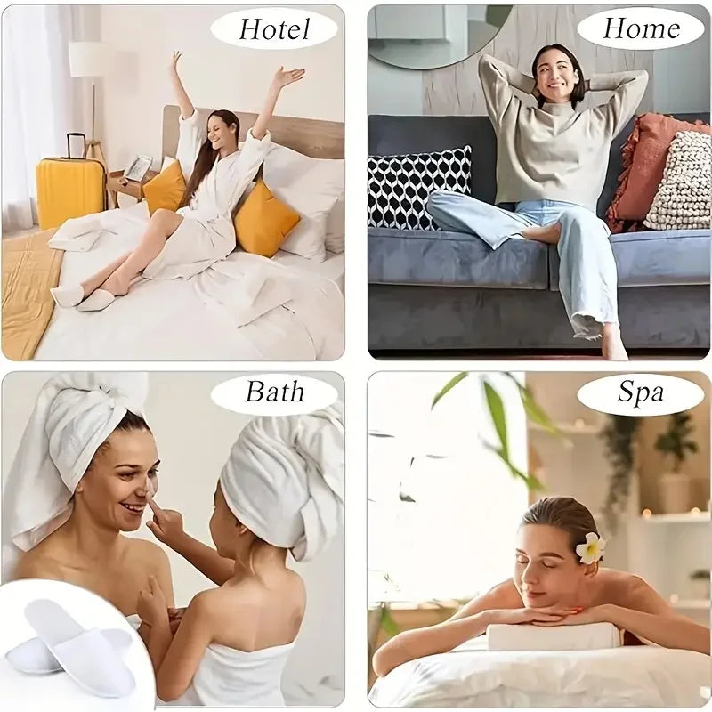 25Pcs Disposable Non-Slip Disposable Hotel Slippers - Soft and Breathable Non-Woven Fabric, Hygienic for Travel and Home, Portable Ergonomic Design Women's Comfortable Indoor Slippers, Simple Style, Non-Woven Material, Durabl