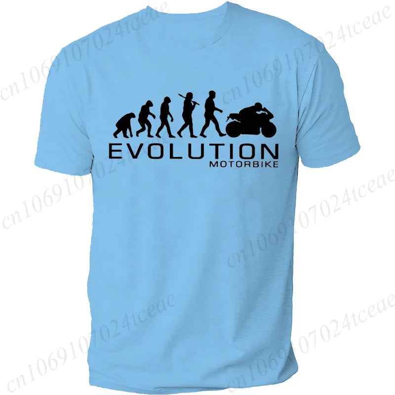 Men's Summer Clothing Fashion Casual Loose Tee Shirt Evolution Motorcycle Printed T-Shirts Round Neck Short Sleeved T-shirt Top