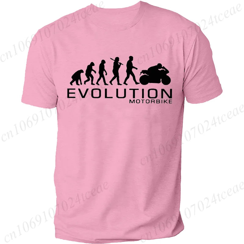 Men's Summer Clothing Fashion Casual Loose Tee Shirt Evolution Motorcycle Printed T-Shirts Round Neck Short Sleeved T-shirt Top