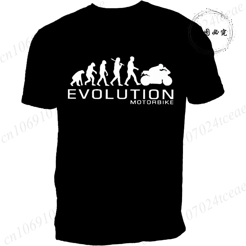 Men's Summer Clothing Fashion Casual Loose Tee Shirt Evolution Motorcycle Printed T-Shirts Round Neck Short Sleeved T-shirt Top