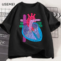 Heart Anatomy T Shirt Men Women Doctor Cardiologist T-Shirt Nursing Tees Causal Cotton Short Sleeve Round Neck Tshirt Clothing