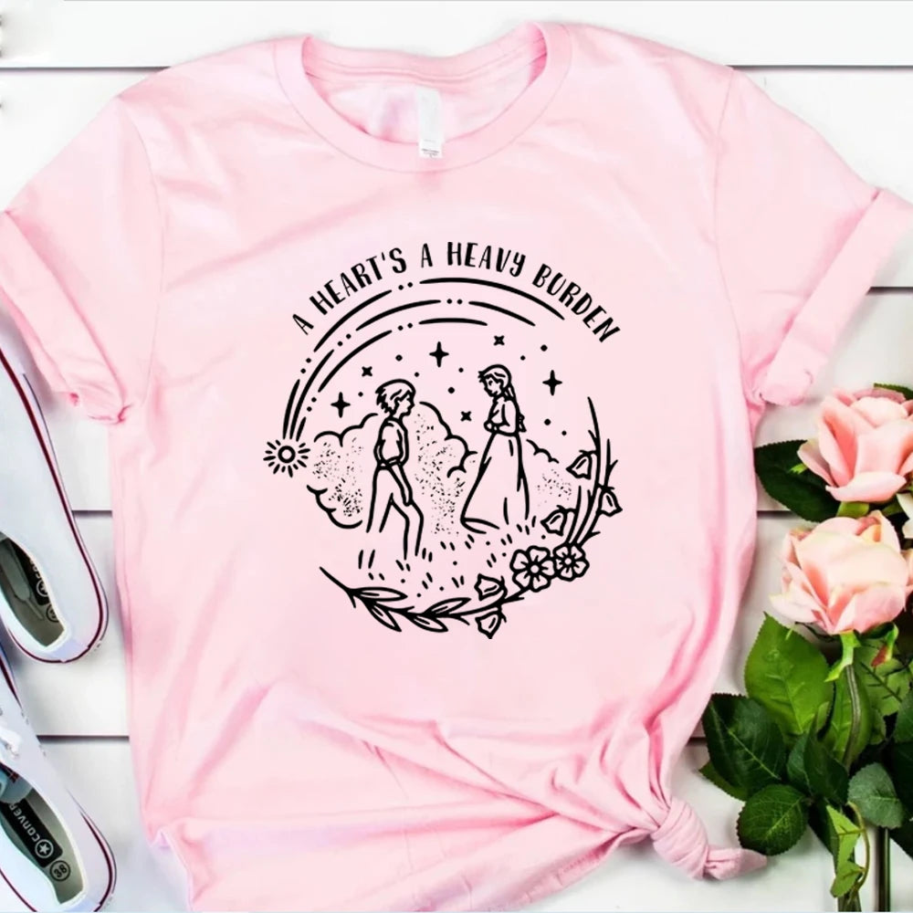 A Heart's A Heavy Burden T-shirt Aesthetic Sophie Hatter Quote  Miyazaki Shirts Retro Trendy Funny Anime Tee Howls Castle Tops