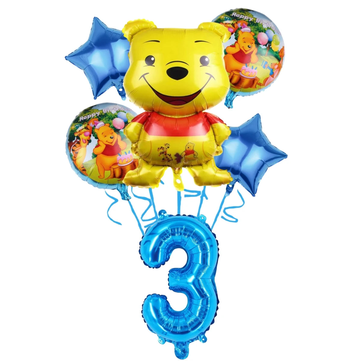 Winnie The Pooh Cartoon Birthday Party Balloon Decoration Children's Tableware Set Backpack Background Flag Stickers Balloon Set