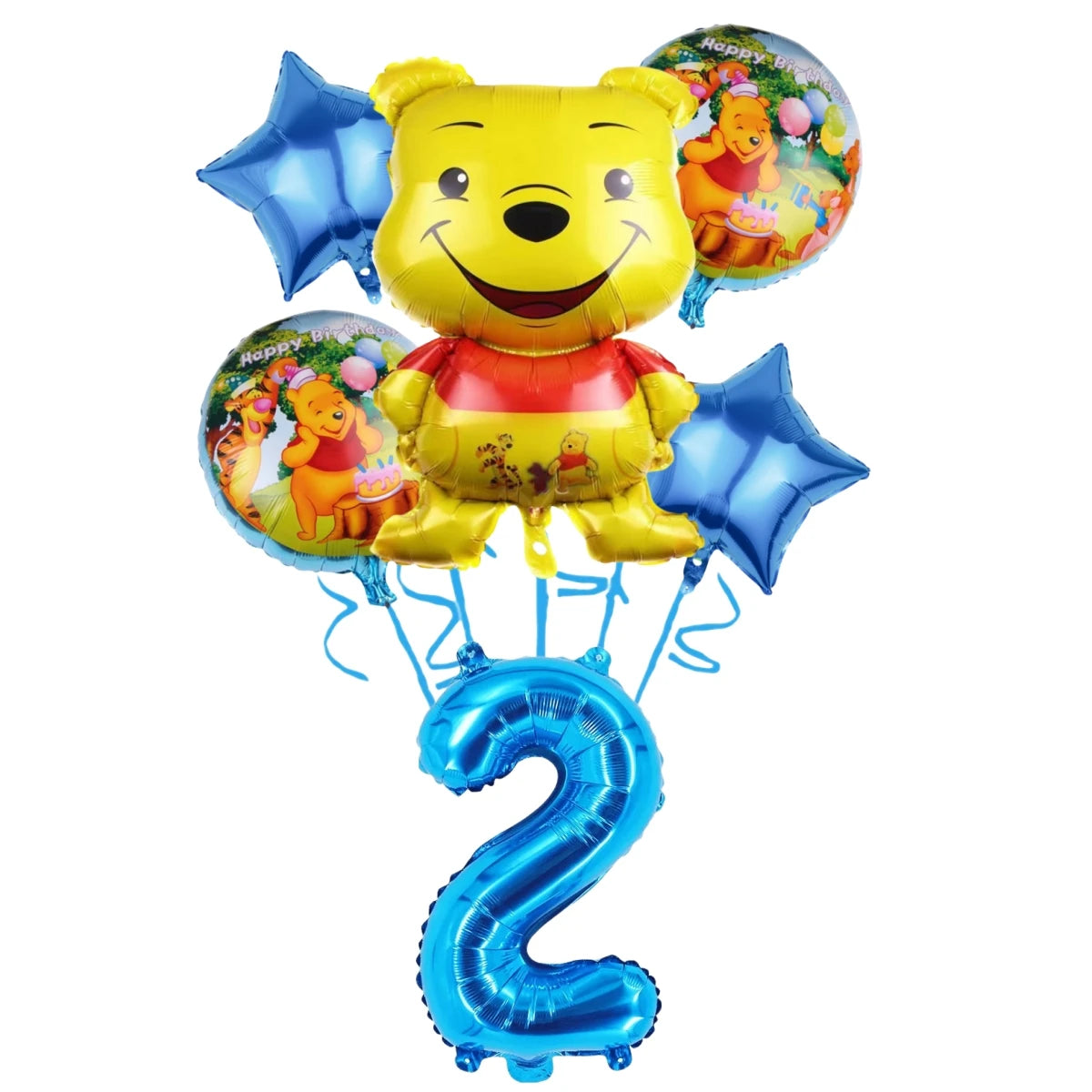 Winnie The Pooh Cartoon Birthday Party Balloon Decoration Children's Tableware Set Backpack Background Flag Stickers Balloon Set