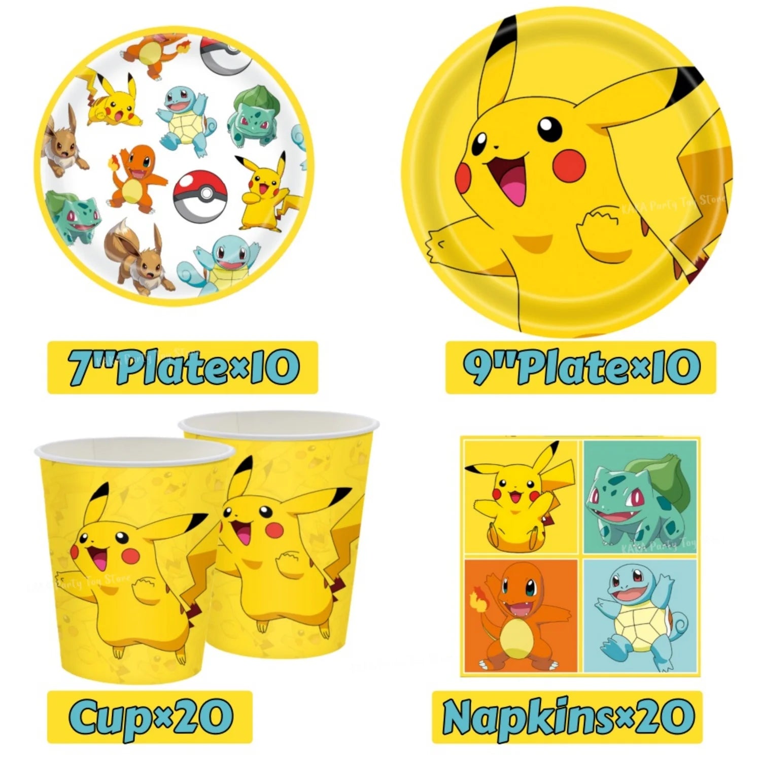 Pokemon Birthday Party Decoration Cartoon Theme Tableware Set with Cups Plates Napkins Pikachu Balloons Banner Kids Party Favors
