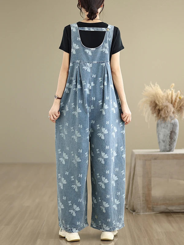 Faionable plus Size Women's Denim Overalls Loose Lantern Pants Trendy High Waist Wide Leg Casual Summer New Arrival