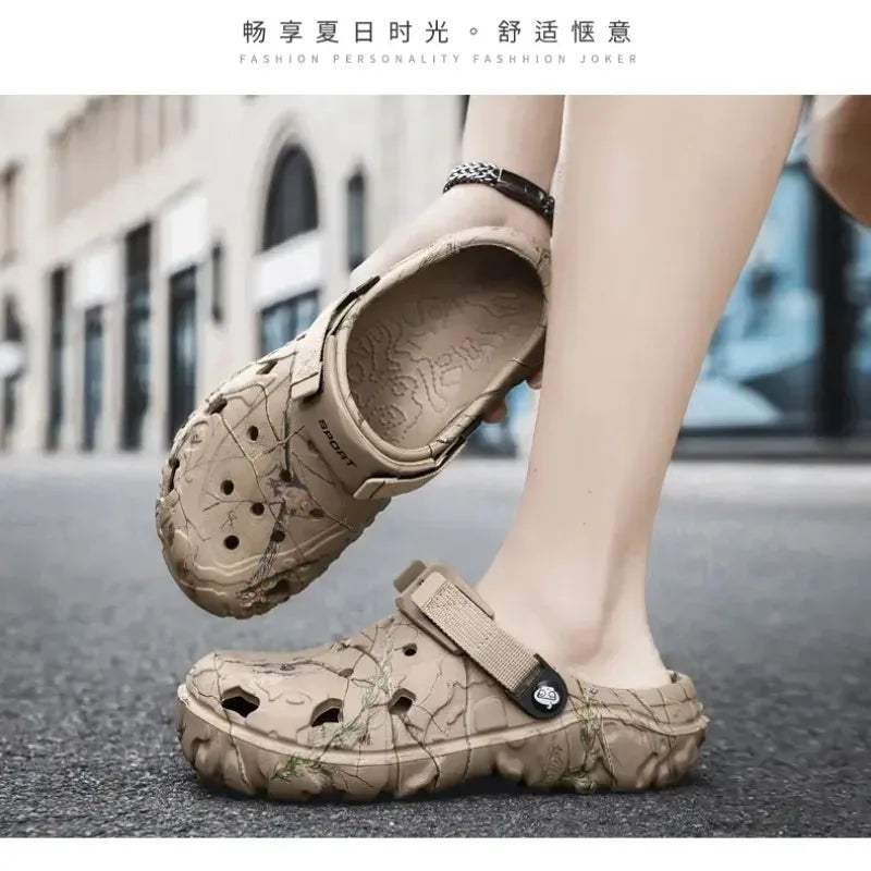 Summer Men's and Women's Wooden Clog Sandals, Classic Couple Courtyard Shoes, Men's Fashion Casual Sandals, Casual Slippers