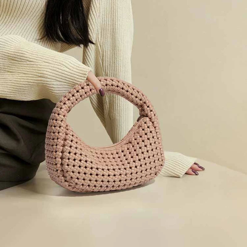 Hand-woven handbag 2025 new summer fashion windmill knot French design woven bag seaside vacation beach ladies handbag