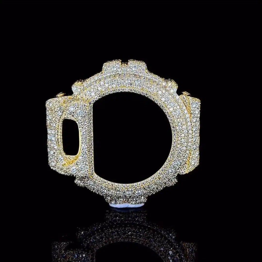 Luxury Fashion Digital Watch Iced Out Moissanite Diamond Bezel Sapphire Crystal Dial Stainless Steel Band