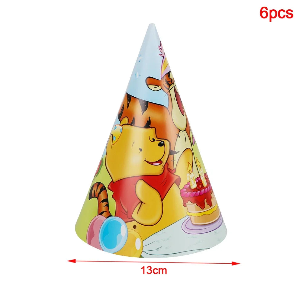 Winnie The Pooh Cartoon Birthday Party Balloon Decoration Children's Tableware Set Backpack Background Flag Stickers Balloon Set