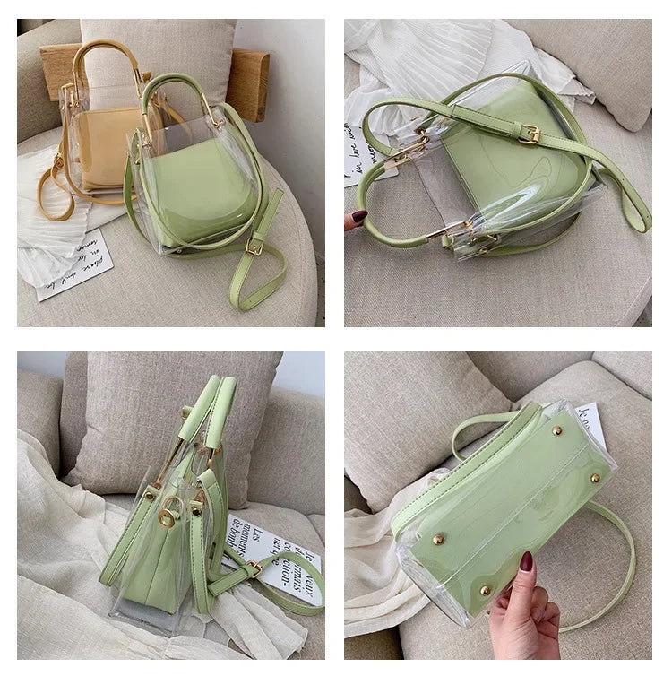 Fashion Transparent Women Shoulder Bag Jelly Candy Summer Beach Handbag for female Messenger Bags Bolsa Totes  bucket bag